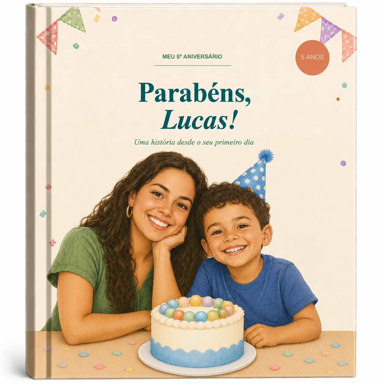 Livro personalizado de Miguel com ilustração da família