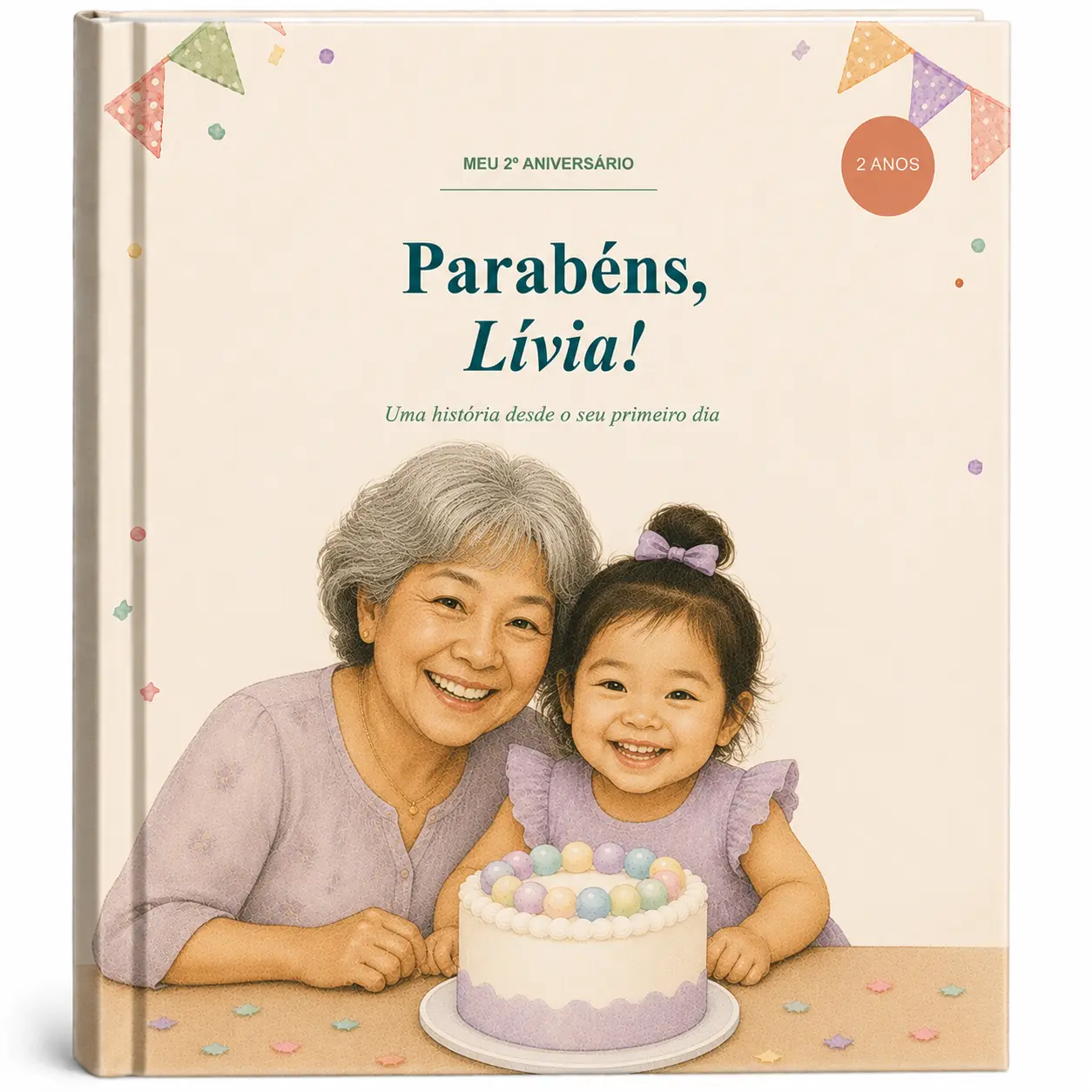 Livro personalizado de Lucas com ilustração da família
