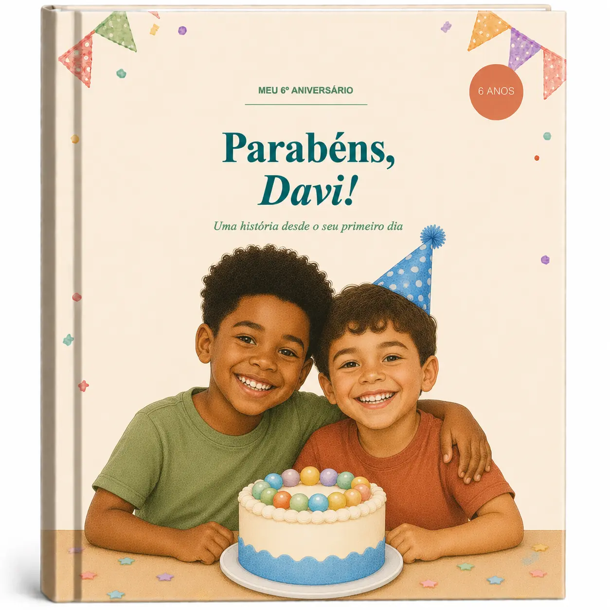 Livro personalizado de Davi com ilustração da família